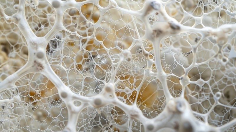 Close-up of a delicate, branching fungal mycelium network